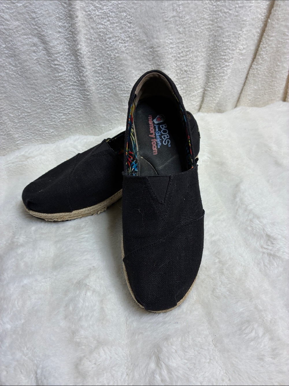 Skechers BOBS Black Slip-On Canvas Loafers